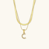 Fiona Gelaagde Gouden Initiële Letter Ketting
