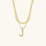 Fiona Gelaagde Gouden Initiële Letter Ketting