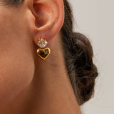 Emmeline Heart Earrings in Gold