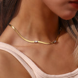 Gold Herringbone Necklace Eve