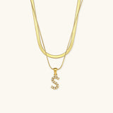 Fiona Gelaagde Gouden Initiële Letter Ketting