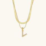 Fiona Gelaagde Gouden Initiële Letter Ketting