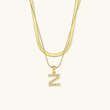 Fiona Gelaagde Gouden Initiële Letter Ketting