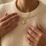 Gold Necklace with Clover Leaf